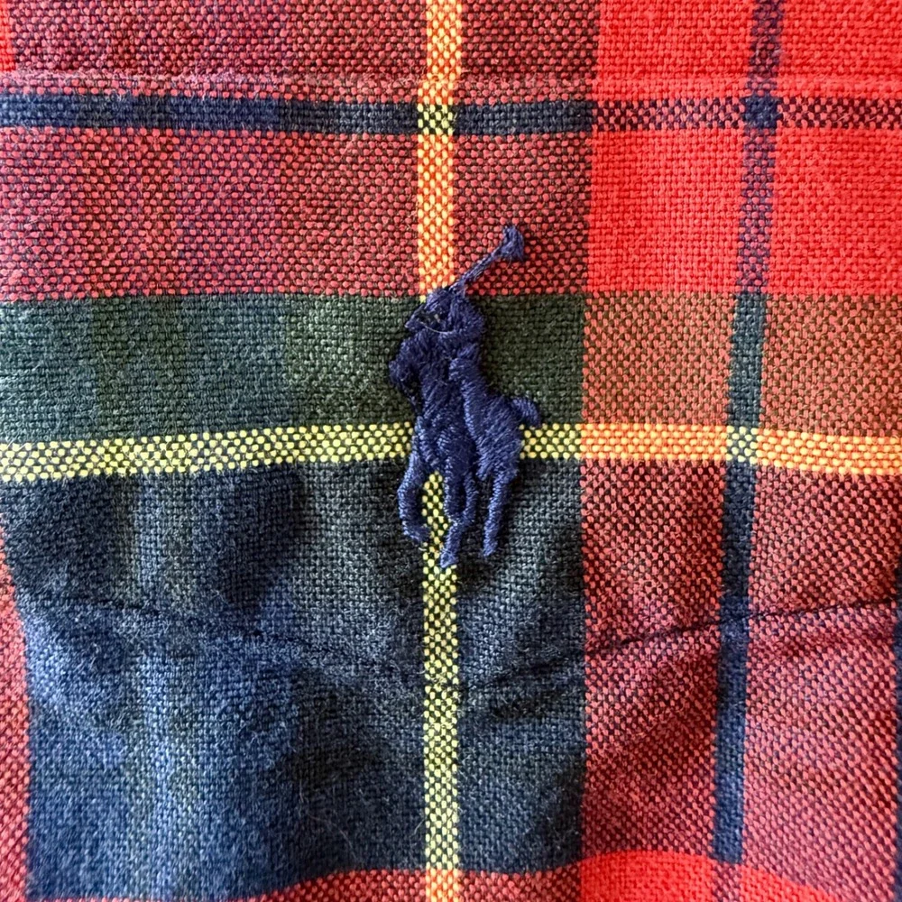 Ralph Lauren Button Down Shirt Mens Medium Red Plaid Long Sleeve Pony Logo